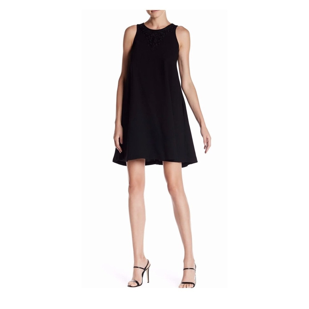 Nanette Lepore Black Lace Applique Sleeveless Dress Pockets NN7S10171 Size 4 NEW